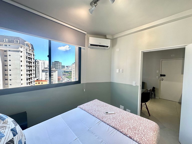 Studio Design com Varanda e Vista a 2 min do Metrô