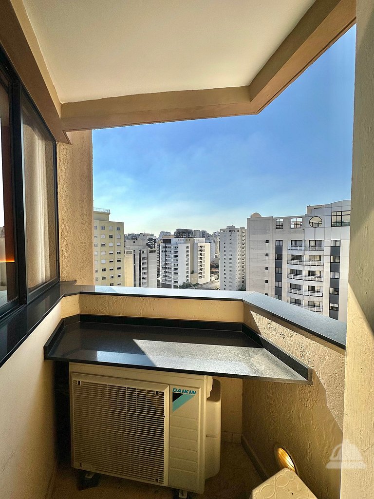 Studio c/ Sacada e 2 Ar-Cond. Vaga, 5min do Metrô