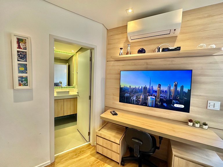 Studio c/ Sacada e 2 Ar-Cond. Vaga, 5min do Metrô