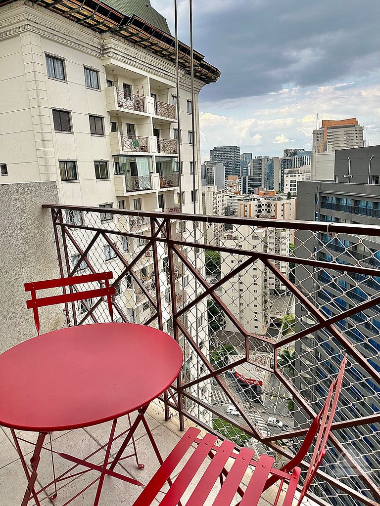 Flat Andar Alto Vila Olímpia 2Qts Garagem e Wi-Fi