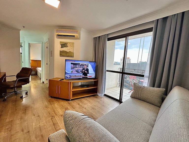 Flat Andar Alto Vila Olímpia 2Qts Garagem e Wi-Fi